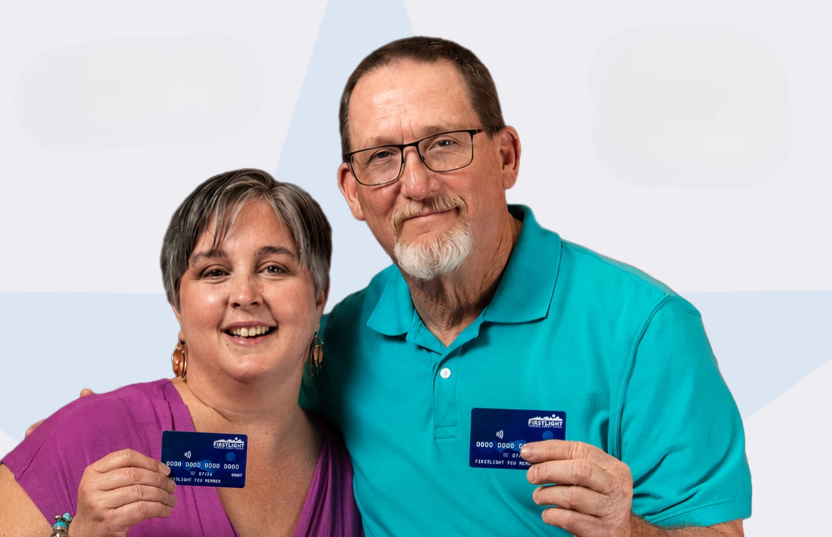 America 250 Two People holding Debit Cards
