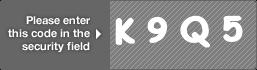 captcha code for visual authentication  letter K number 9 letter Q number 5