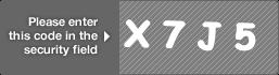 captcha code for visual authentication  letter X number 7 letter J number 5